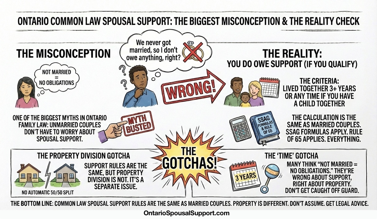Rule of 65 Infographic - Age plus years married equals 65 or more means indefinite spousal support